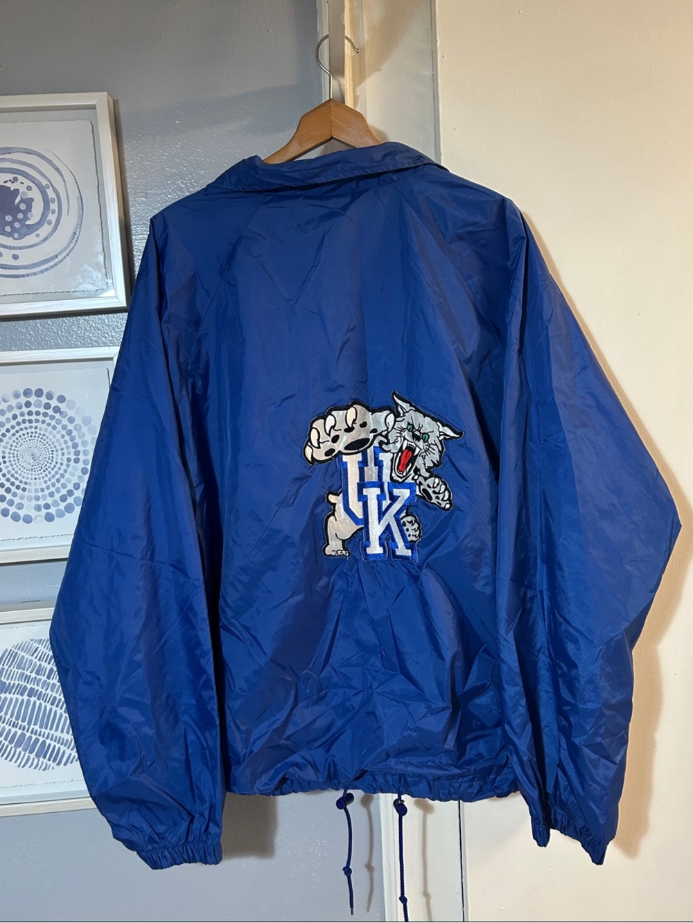VTG 90s Kentucky Wildcats Jacket Mens 2X Blue Windbreaker NCAA UK